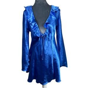 Fredericks of Hollywood- Slip nightie dress- royal blue- Size Med- some wear